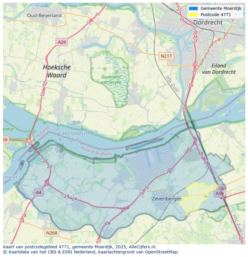Afbeelding van het postcodegebied 4771 op de kaart.