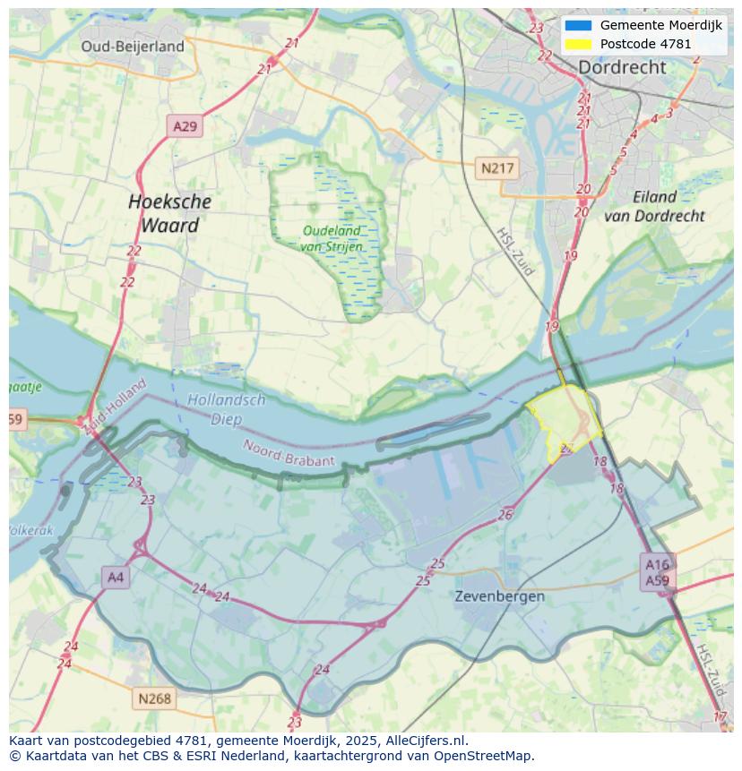 Afbeelding van het postcodegebied 4781 op de kaart.