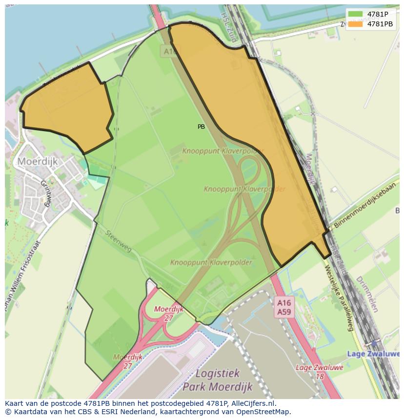 Afbeelding van het postcodegebied 4781 PB op de kaart.