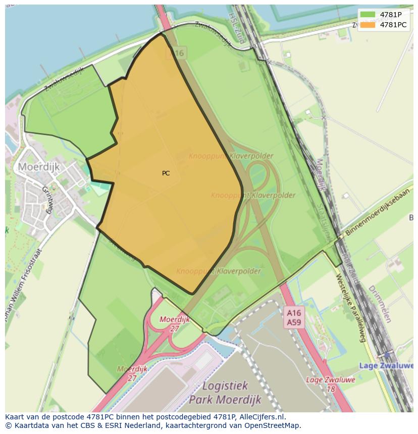 Afbeelding van het postcodegebied 4781 PC op de kaart.
