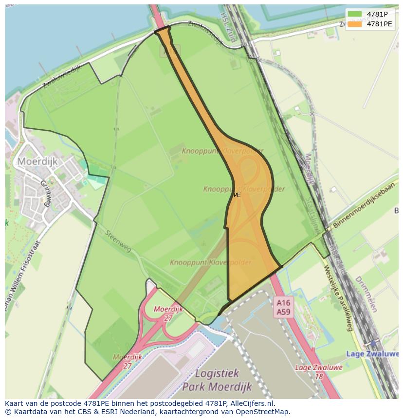 Afbeelding van het postcodegebied 4781 PE op de kaart.