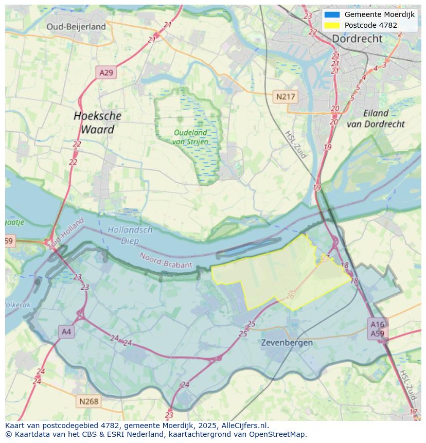 Afbeelding van het postcodegebied 4782 op de kaart.