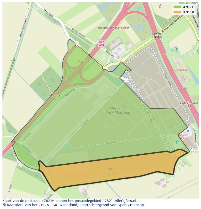 Afbeelding van het postcodegebied 4782 JH op de kaart.