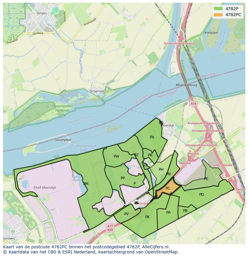 Afbeelding van het postcodegebied 4782 PC op de kaart.