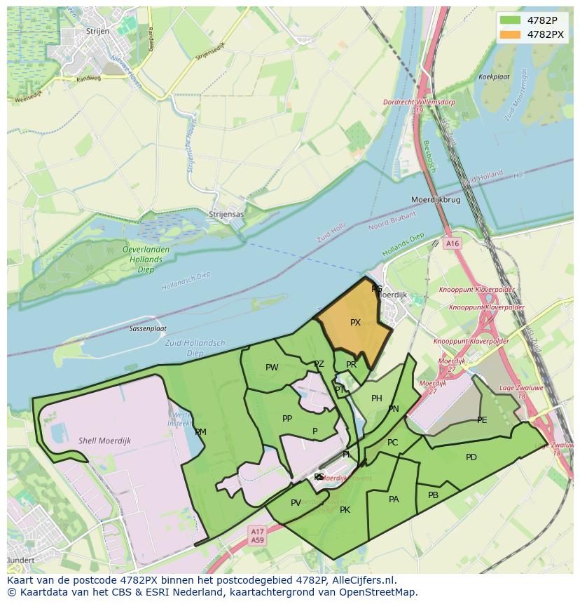 Afbeelding van het postcodegebied 4782 PX op de kaart.