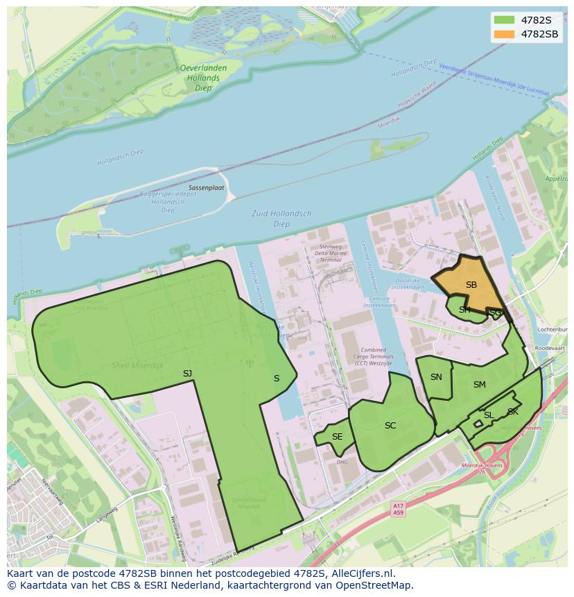 Afbeelding van het postcodegebied 4782 SB op de kaart.