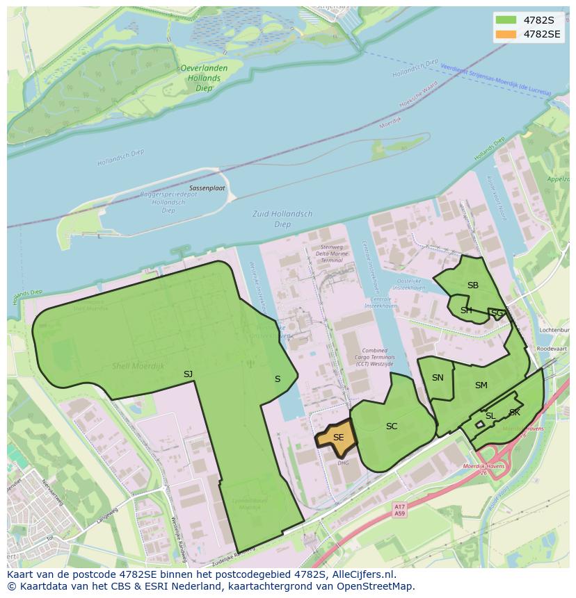 Afbeelding van het postcodegebied 4782 SE op de kaart.
