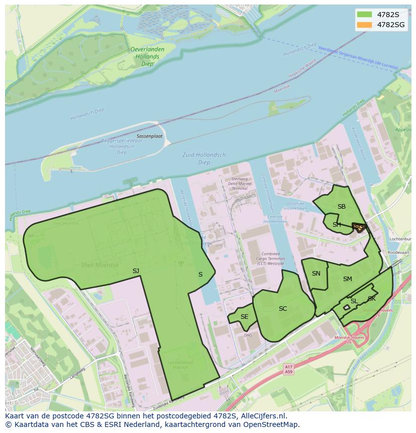 Afbeelding van het postcodegebied 4782 SG op de kaart.
