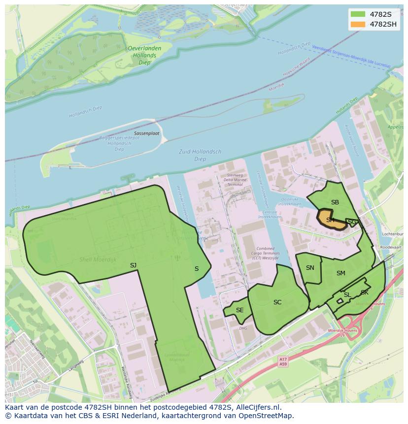 Afbeelding van het postcodegebied 4782 SH op de kaart.