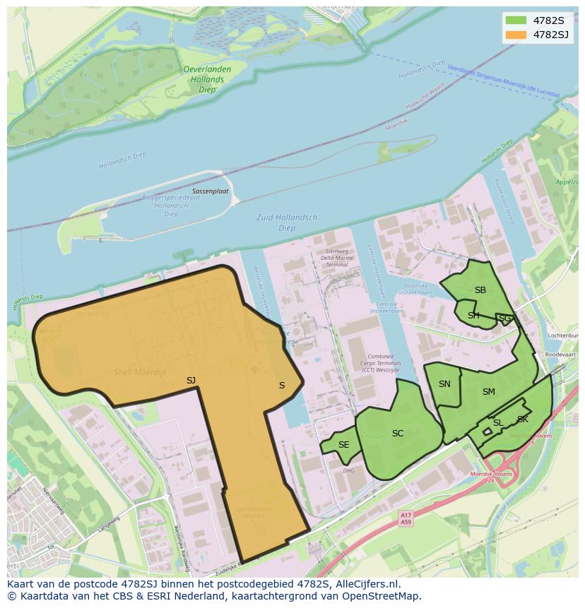 Afbeelding van het postcodegebied 4782 SJ op de kaart.