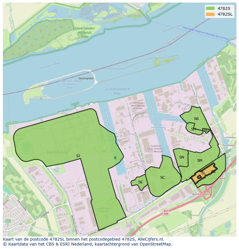 Afbeelding van het postcodegebied 4782 SL op de kaart.