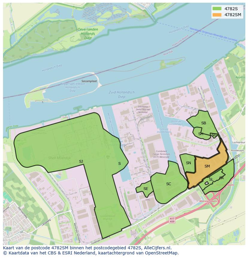 Afbeelding van het postcodegebied 4782 SM op de kaart.