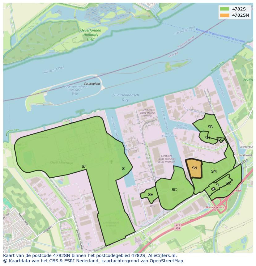 Afbeelding van het postcodegebied 4782 SN op de kaart.