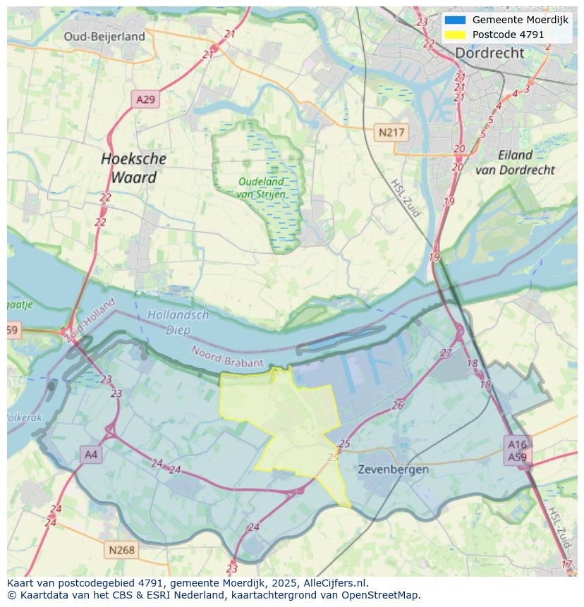 Afbeelding van het postcodegebied 4791 op de kaart.