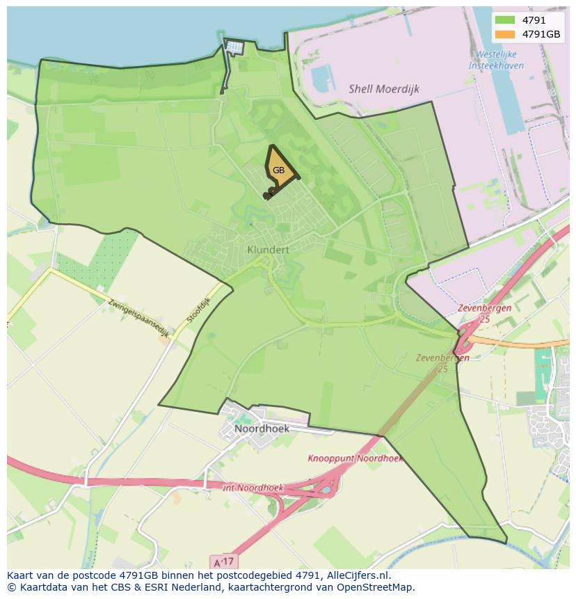 Afbeelding van het postcodegebied 4791 GB op de kaart.