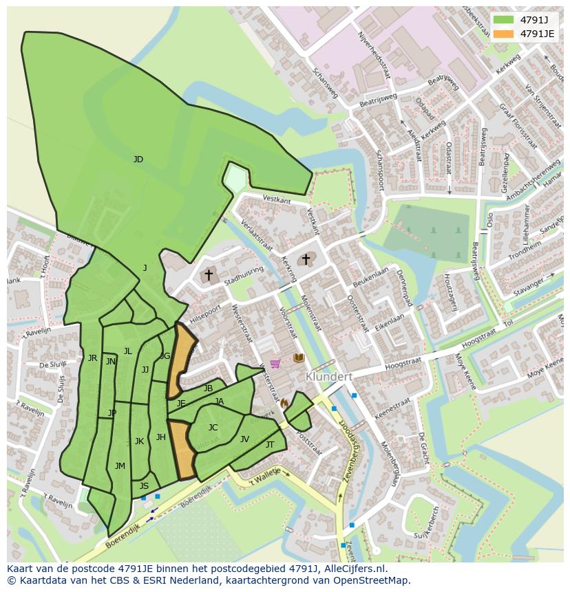 Afbeelding van het postcodegebied 4791 JE op de kaart.