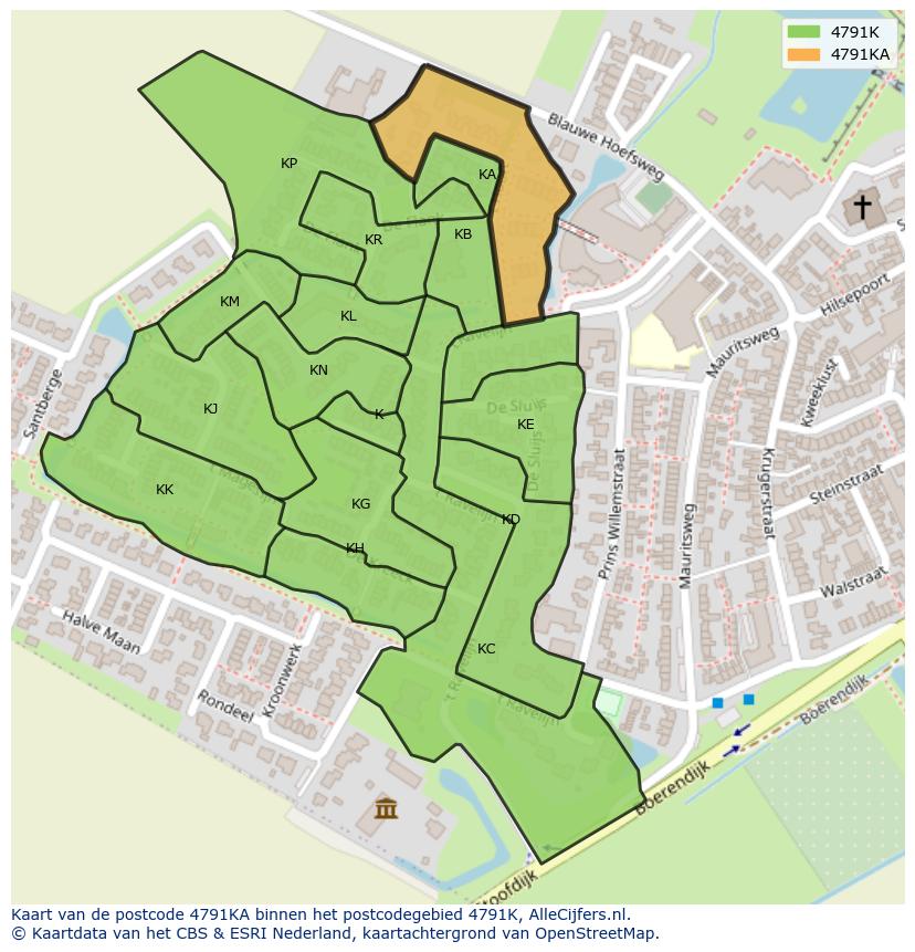 Afbeelding van het postcodegebied 4791 KA op de kaart.