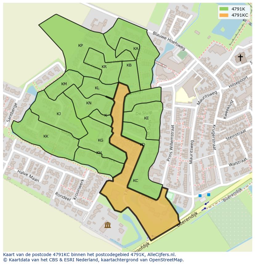 Afbeelding van het postcodegebied 4791 KC op de kaart.