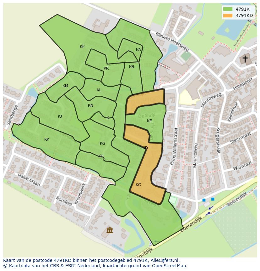 Afbeelding van het postcodegebied 4791 KD op de kaart.