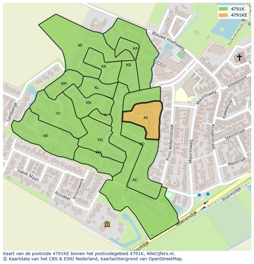 Afbeelding van het postcodegebied 4791 KE op de kaart.