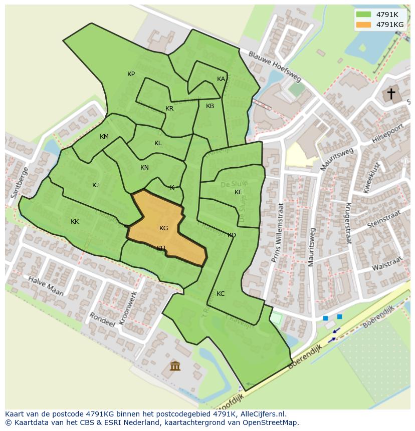 Afbeelding van het postcodegebied 4791 KG op de kaart.