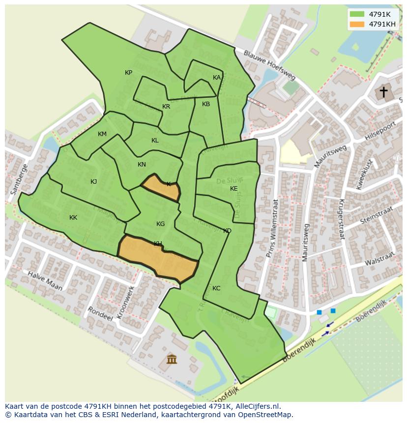 Afbeelding van het postcodegebied 4791 KH op de kaart.