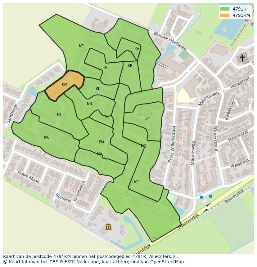 Afbeelding van het postcodegebied 4791 KM op de kaart.