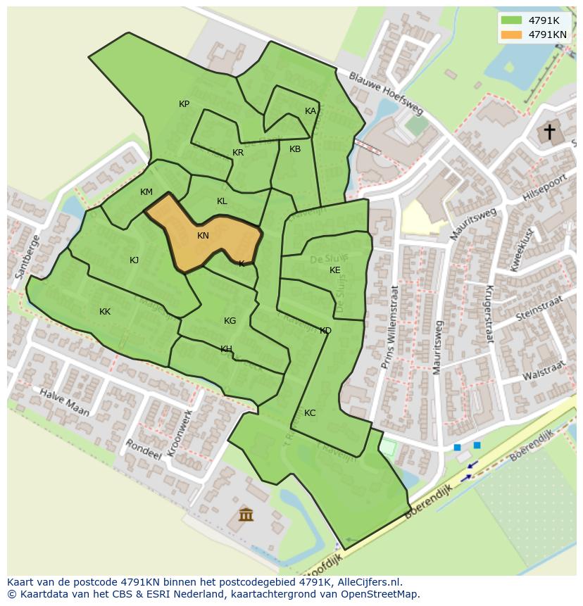 Afbeelding van het postcodegebied 4791 KN op de kaart.