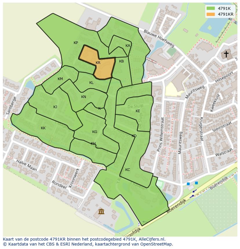 Afbeelding van het postcodegebied 4791 KR op de kaart.
