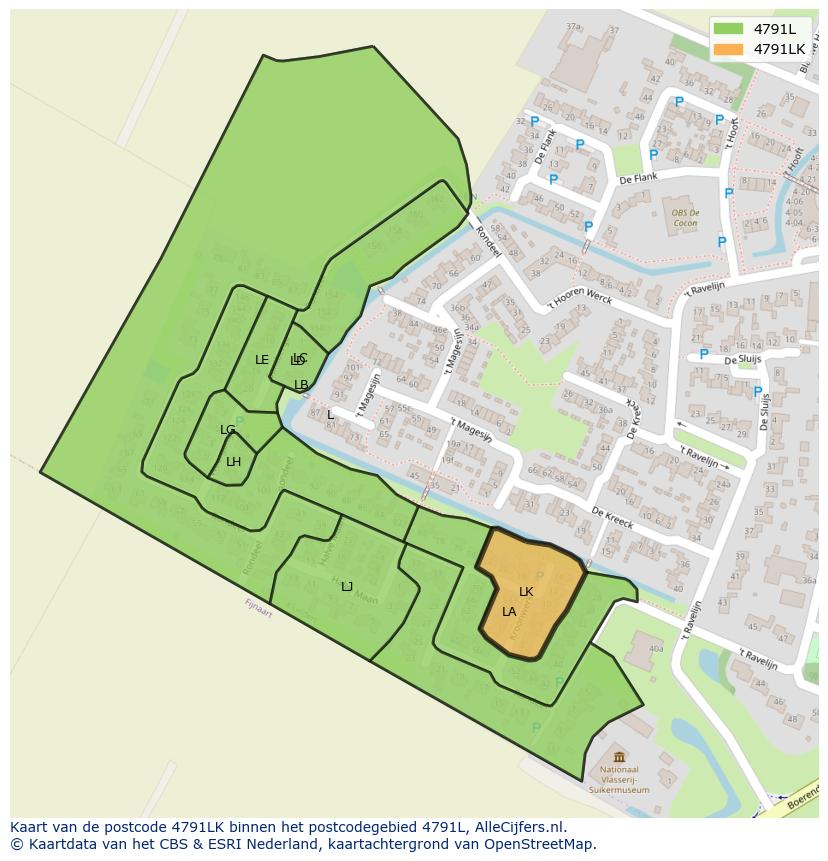 Afbeelding van het postcodegebied 4791 LK op de kaart.