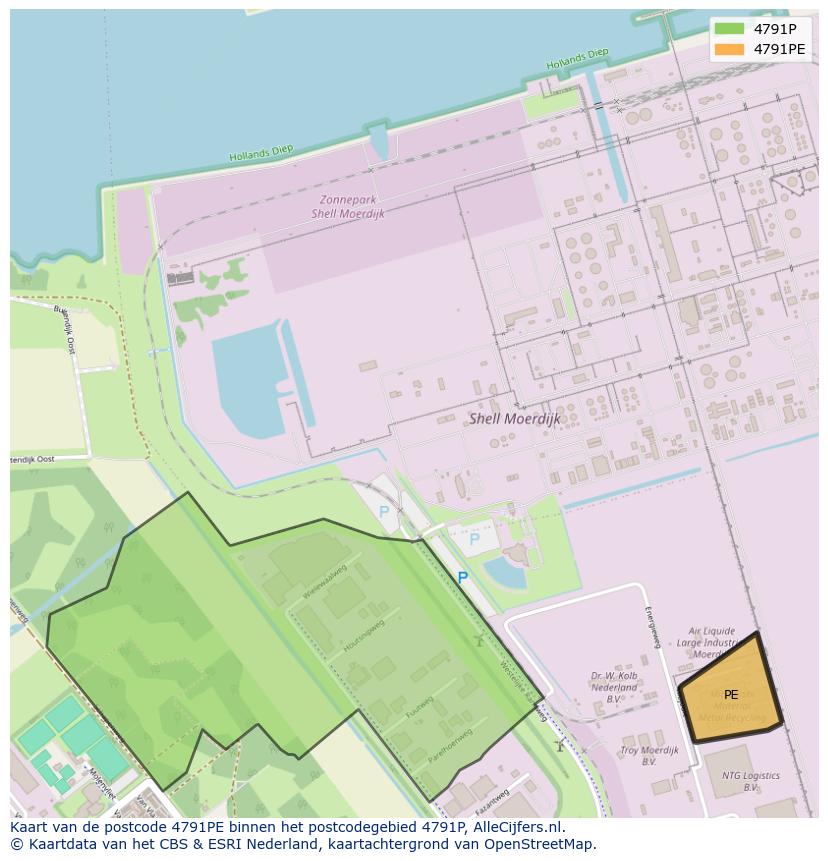 Afbeelding van het postcodegebied 4791 PE op de kaart.