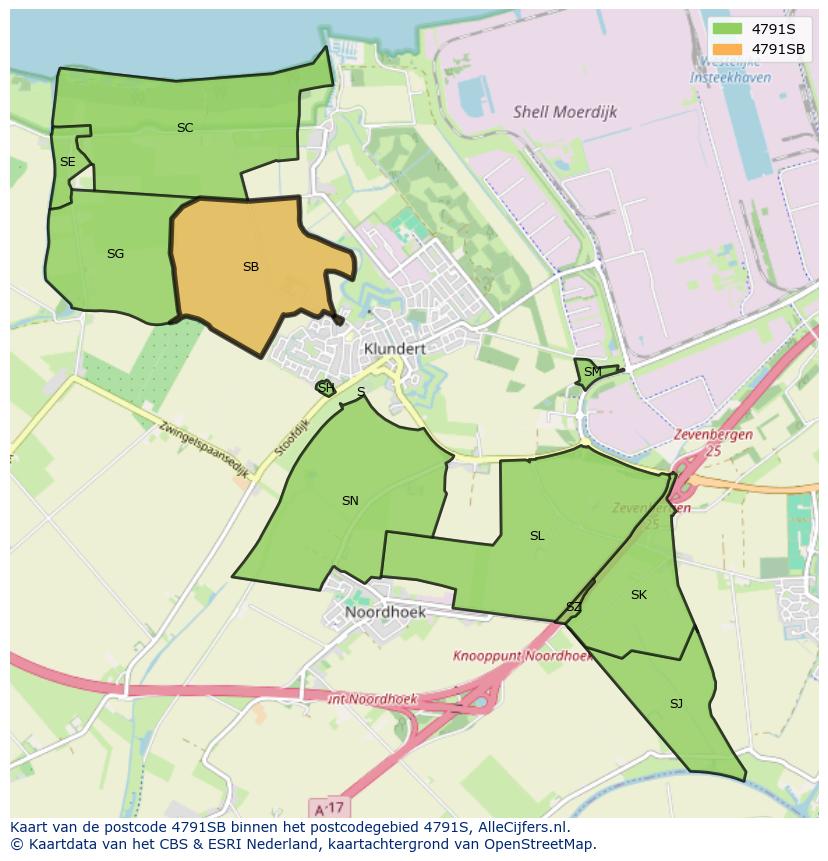 Afbeelding van het postcodegebied 4791 SB op de kaart.