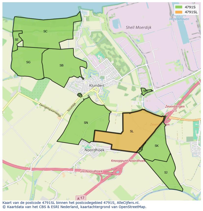 Afbeelding van het postcodegebied 4791 SL op de kaart.