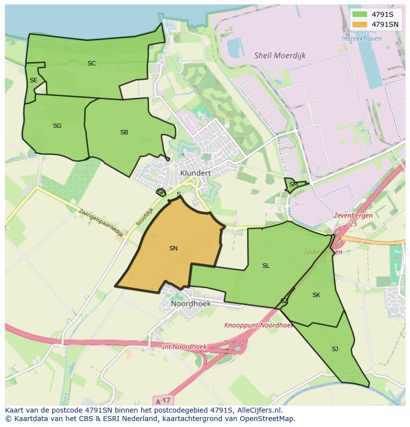 Afbeelding van het postcodegebied 4791 SN op de kaart.