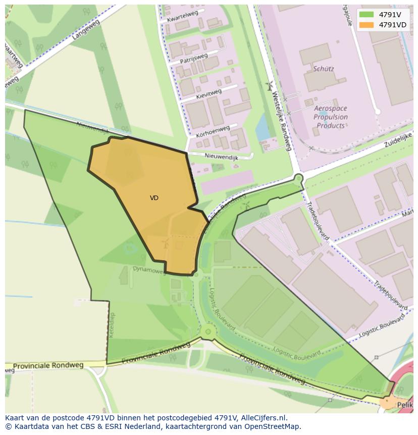 Afbeelding van het postcodegebied 4791 VD op de kaart.