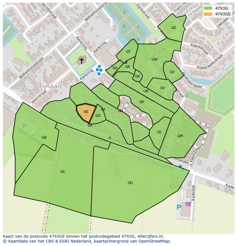 Afbeelding van het postcodegebied 4793 GE op de kaart.