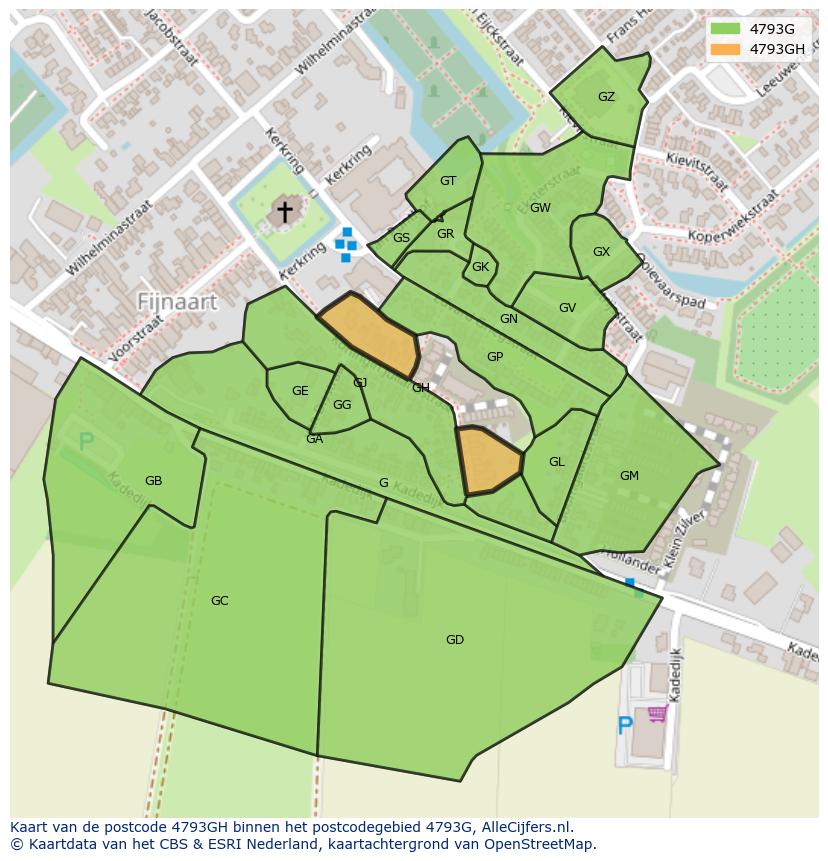 Afbeelding van het postcodegebied 4793 GH op de kaart.