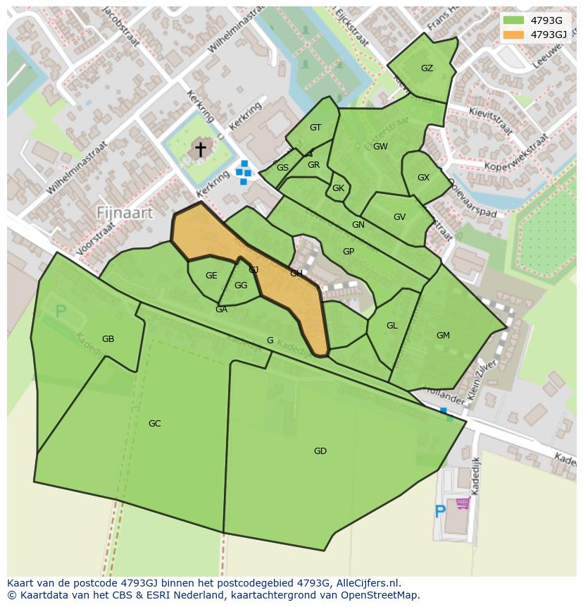 Afbeelding van het postcodegebied 4793 GJ op de kaart.