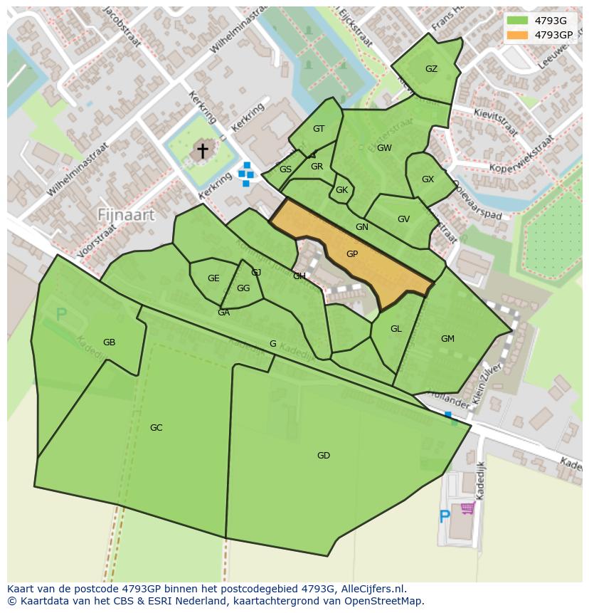 Afbeelding van het postcodegebied 4793 GP op de kaart.