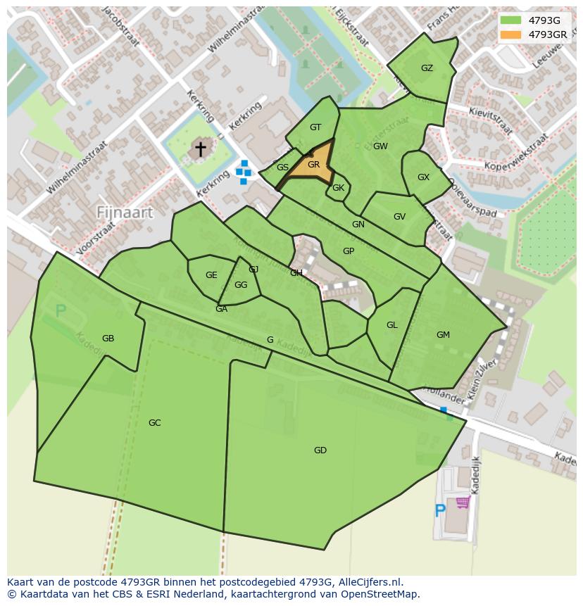 Afbeelding van het postcodegebied 4793 GR op de kaart.
