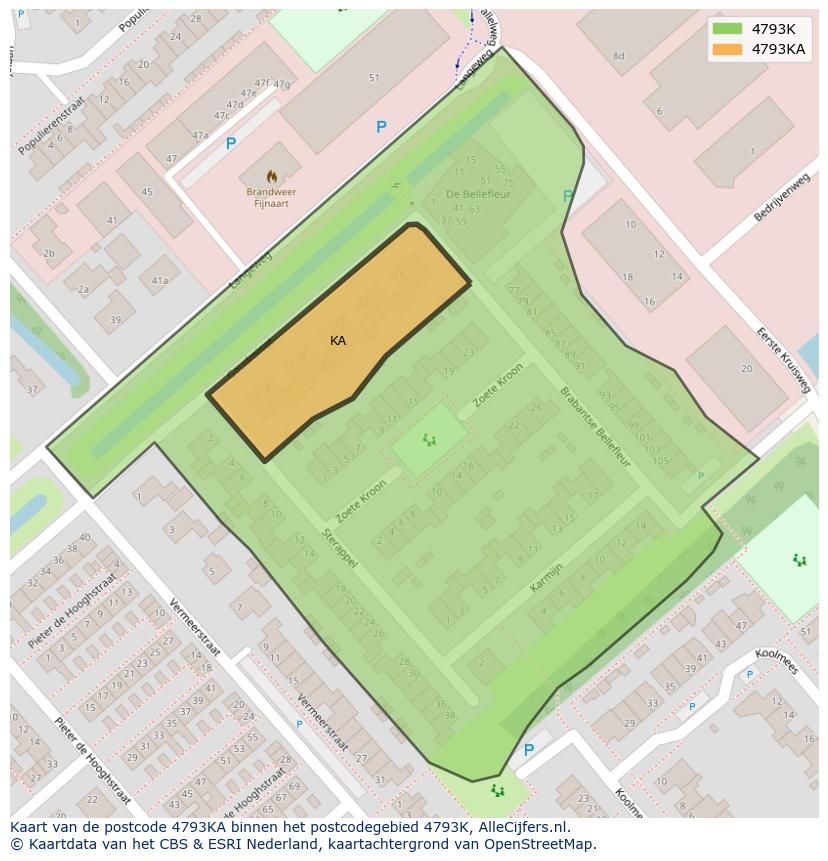 Afbeelding van het postcodegebied 4793 KA op de kaart.