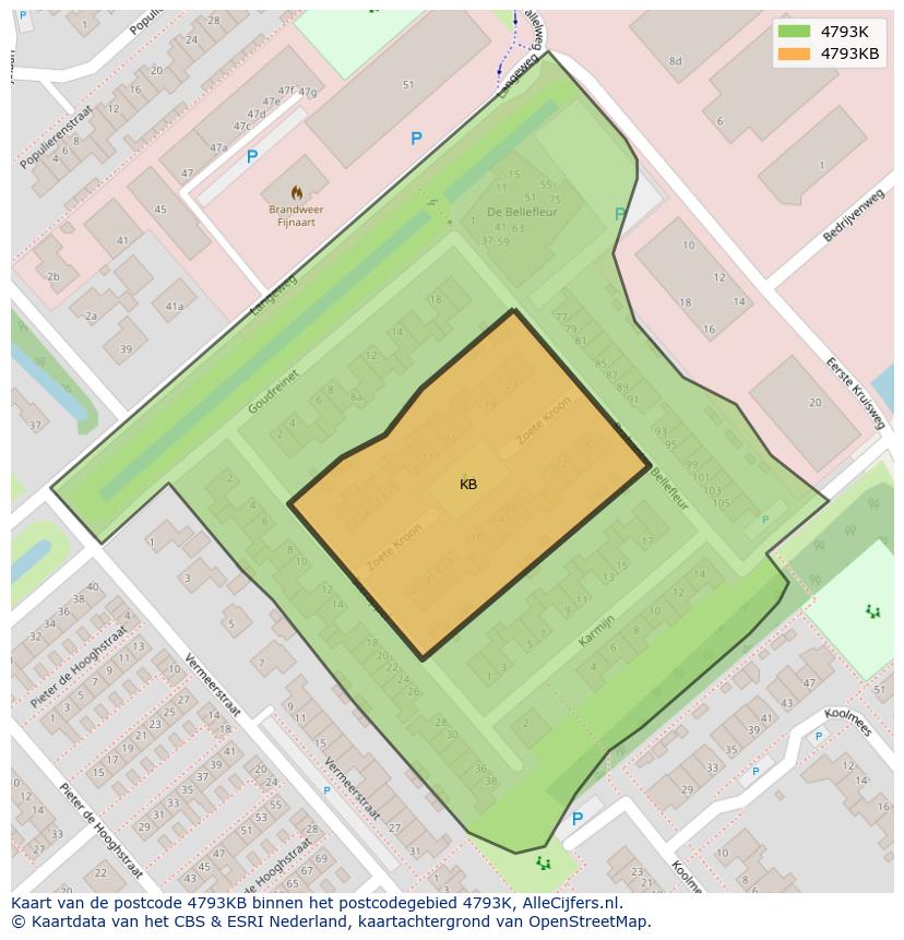 Afbeelding van het postcodegebied 4793 KB op de kaart.