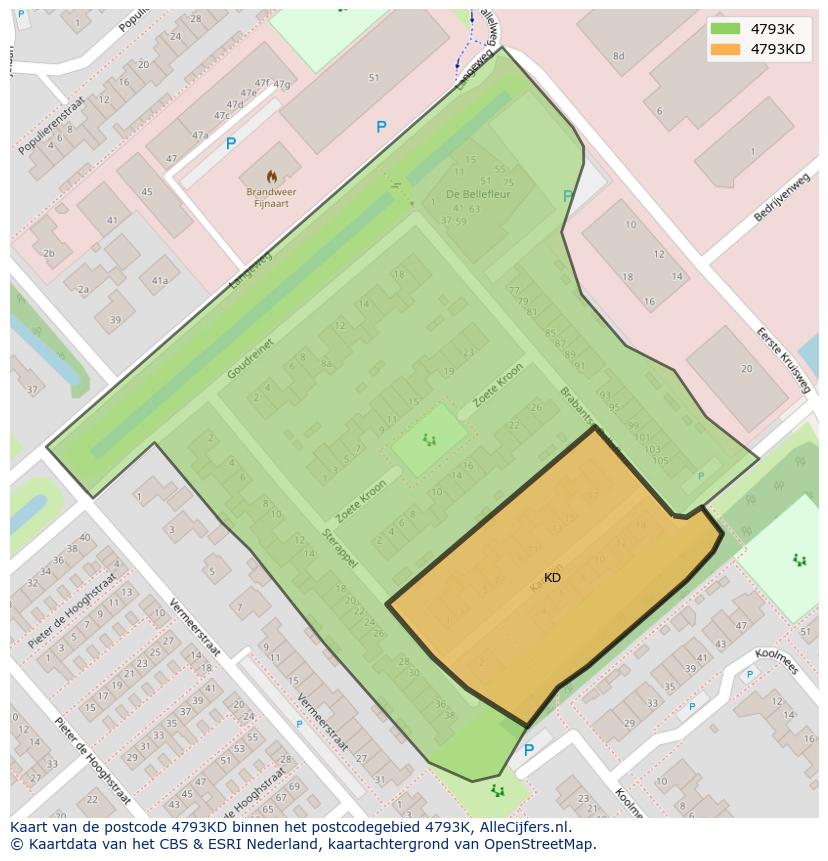 Afbeelding van het postcodegebied 4793 KD op de kaart.