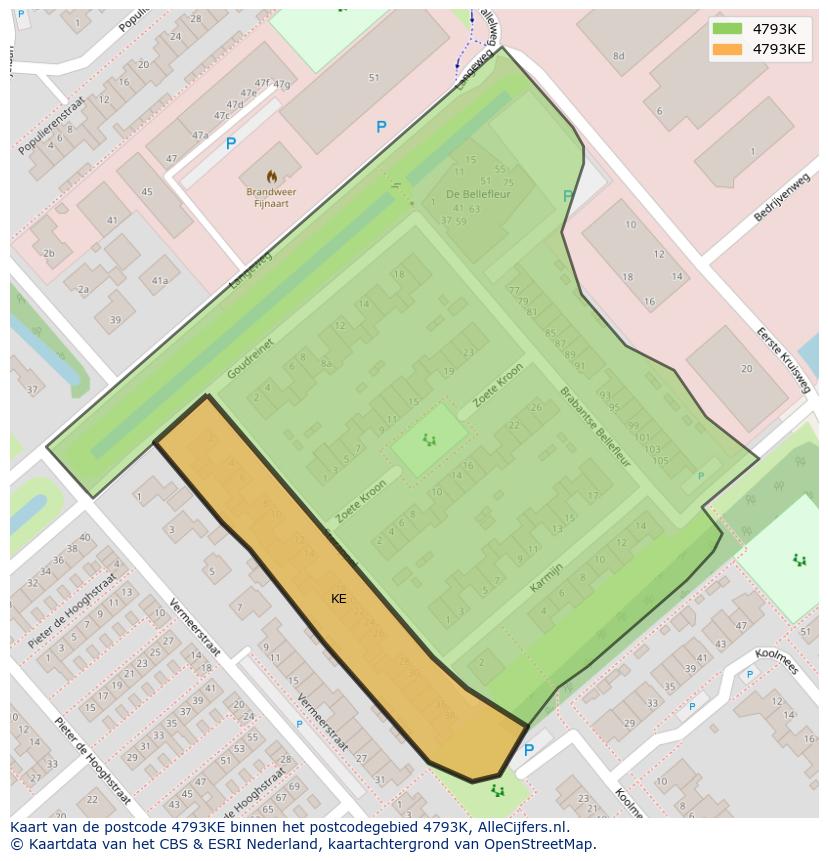 Afbeelding van het postcodegebied 4793 KE op de kaart.