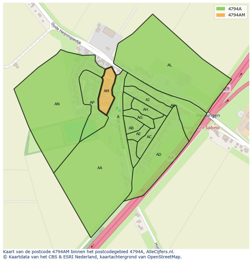 Afbeelding van het postcodegebied 4794 AM op de kaart.