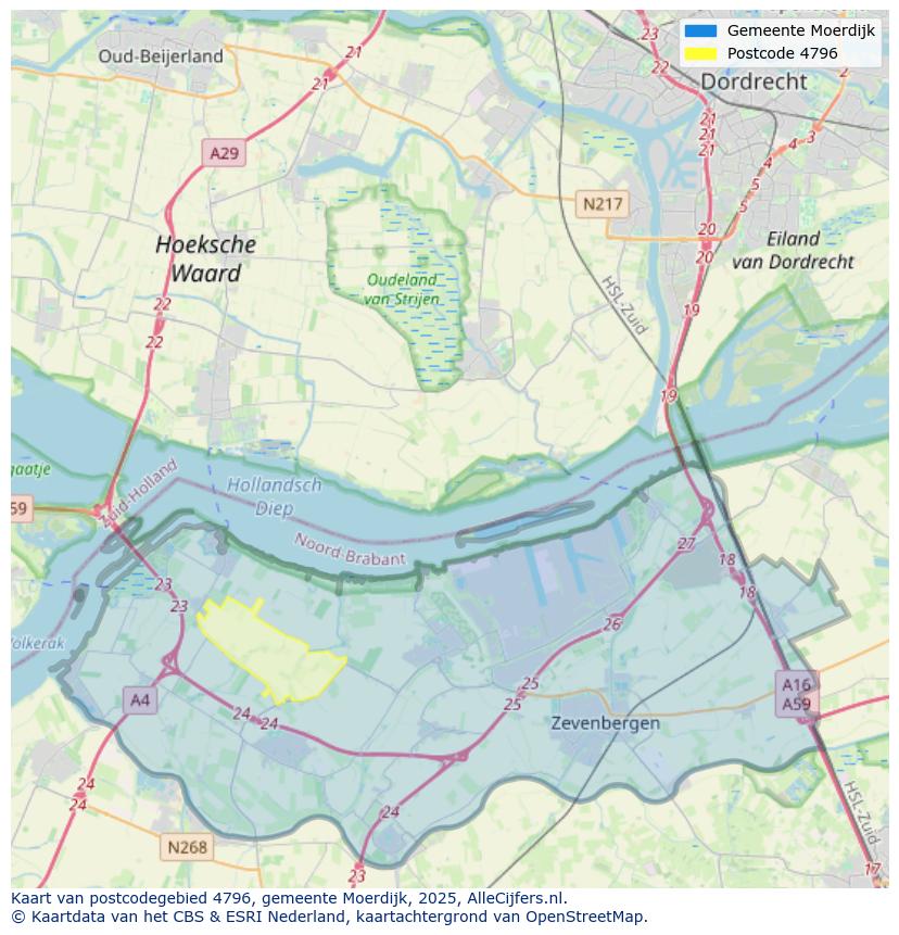 Afbeelding van het postcodegebied 4796 op de kaart.