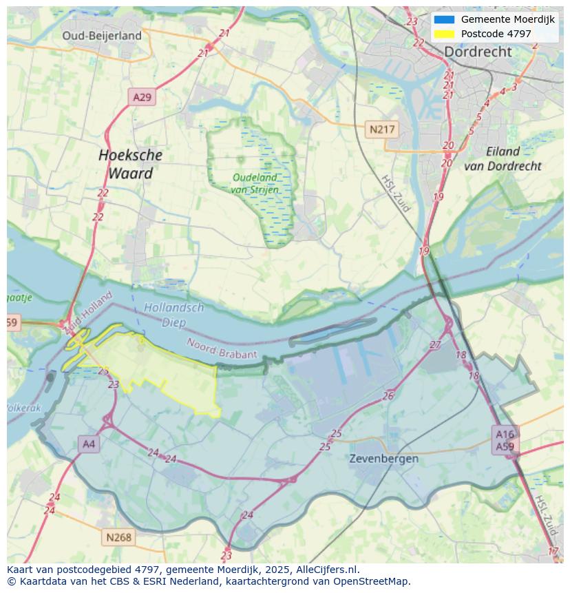 Afbeelding van het postcodegebied 4797 op de kaart.