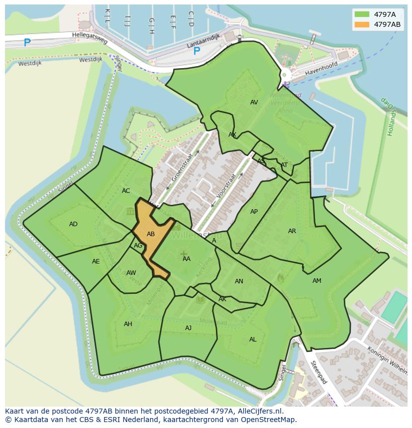 Afbeelding van het postcodegebied 4797 AB op de kaart.