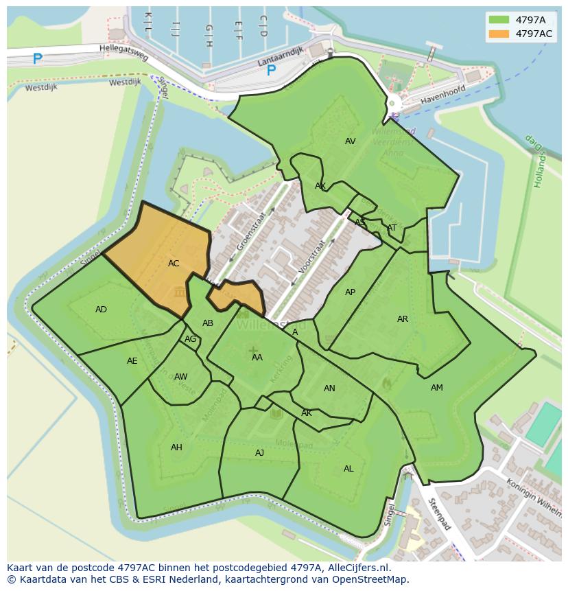 Afbeelding van het postcodegebied 4797 AC op de kaart.