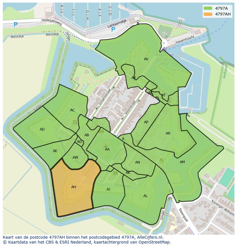 Afbeelding van het postcodegebied 4797 AH op de kaart.